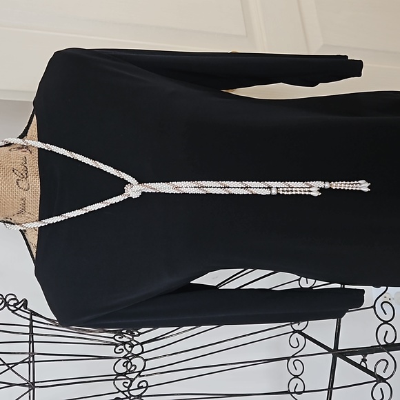 Faux Pearl Lariat Rope Cord Open End Necklace. - Picture 3 of 10